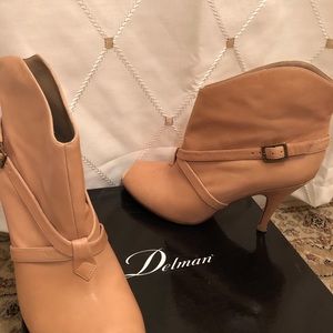 Delman peep toe ankle boot